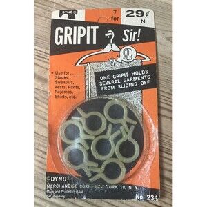 VTG 50s DYNO GRIPIT Sir Clips Advertising NOS Prevents Clothes Coming Off Hanger